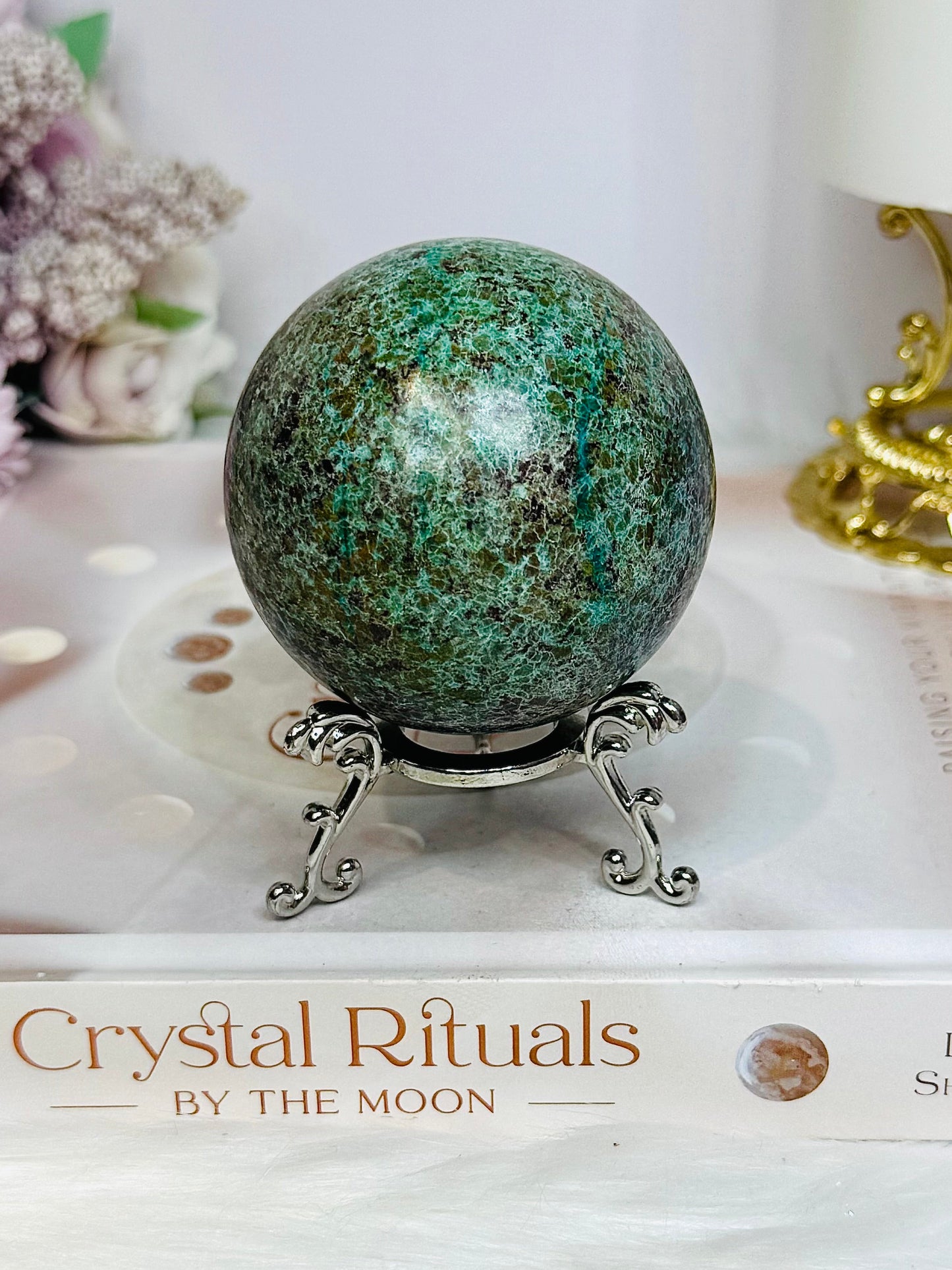 Large African Turquoise Sphere on Stand 294g