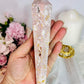 Fabulous Large 20cm Druzy Pink Agate Carved Wand on Stand