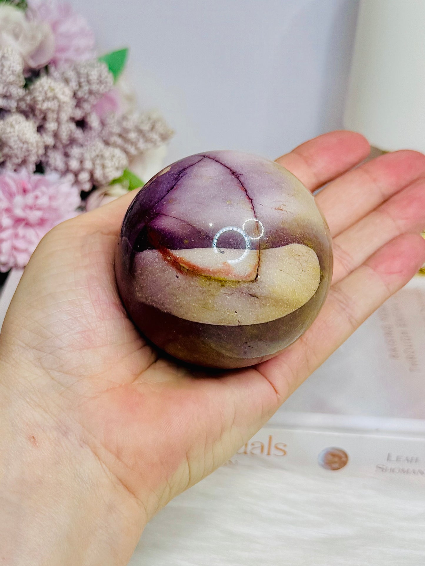 Large Mookaite Jasper Sphere on Stand 347g