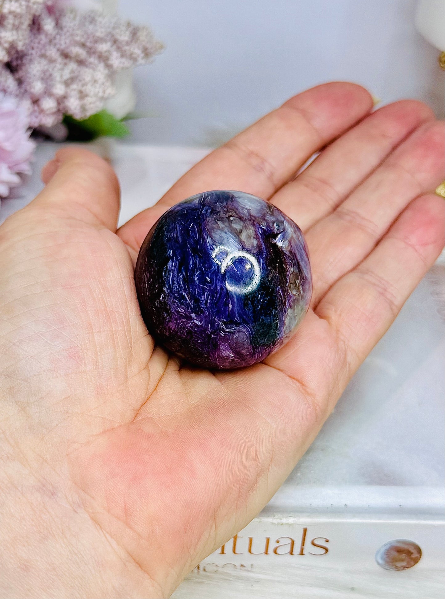 Natural Rare Charoite Sphere On Stand 94g