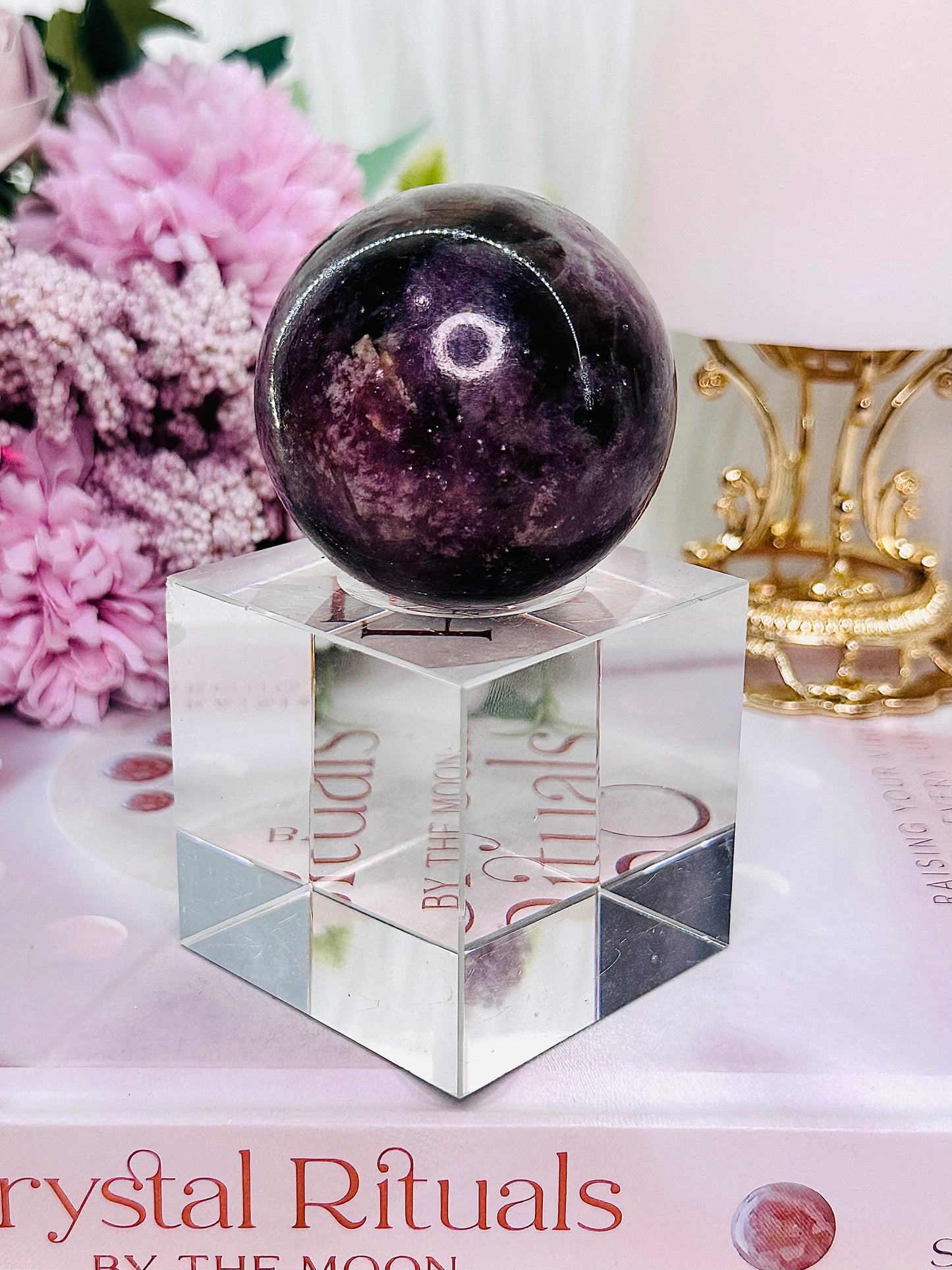 Emotional Healing ~ Gorgeous Lepidolite Sphere on Stand 5cm