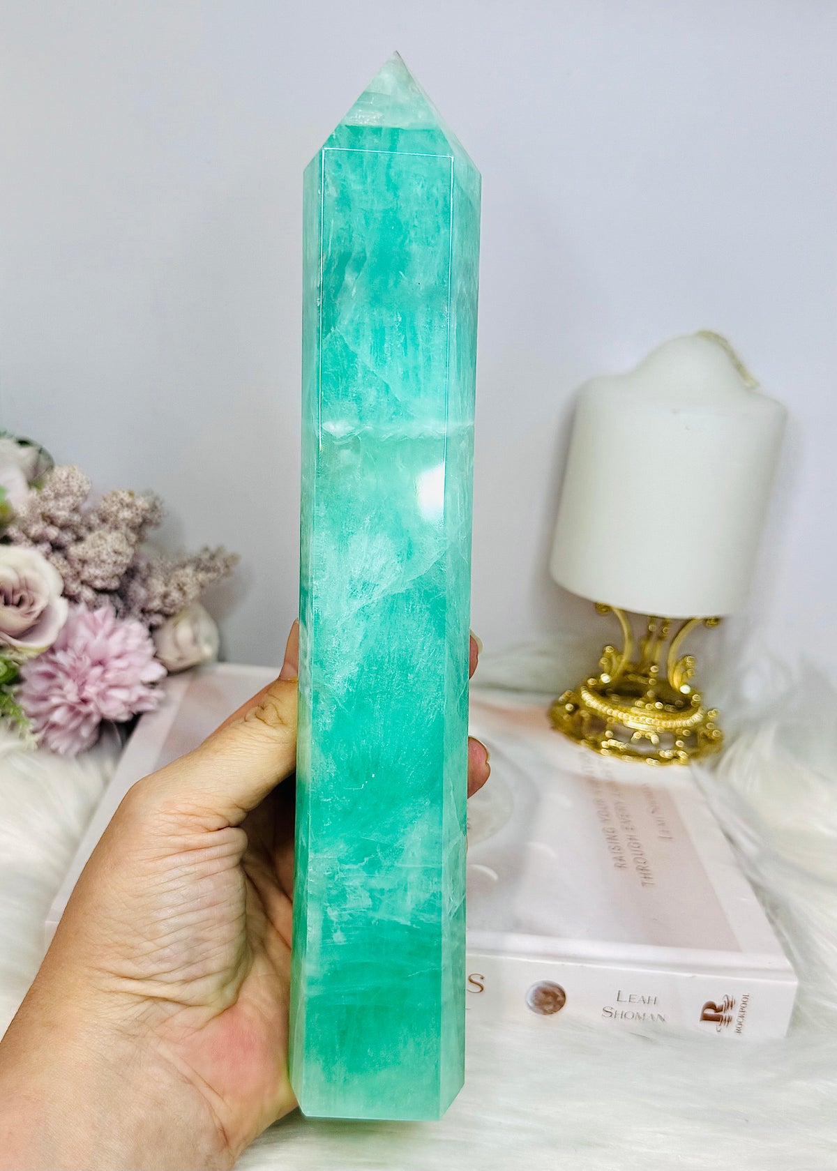Huge High Grade Green Watermelon Fluorite Tower 24cm 885g