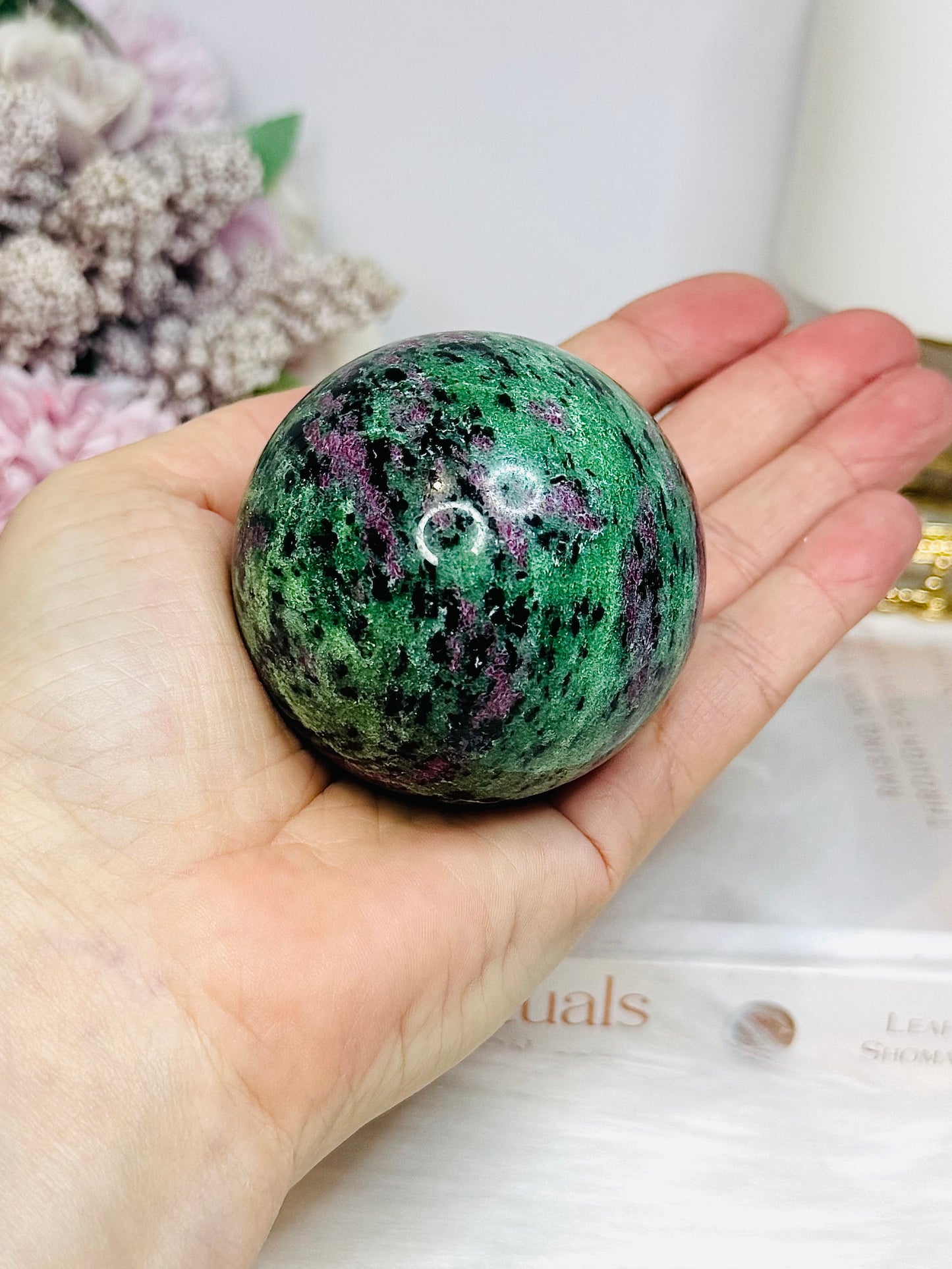 Ruby Zoisite Sphere on Stand 369g