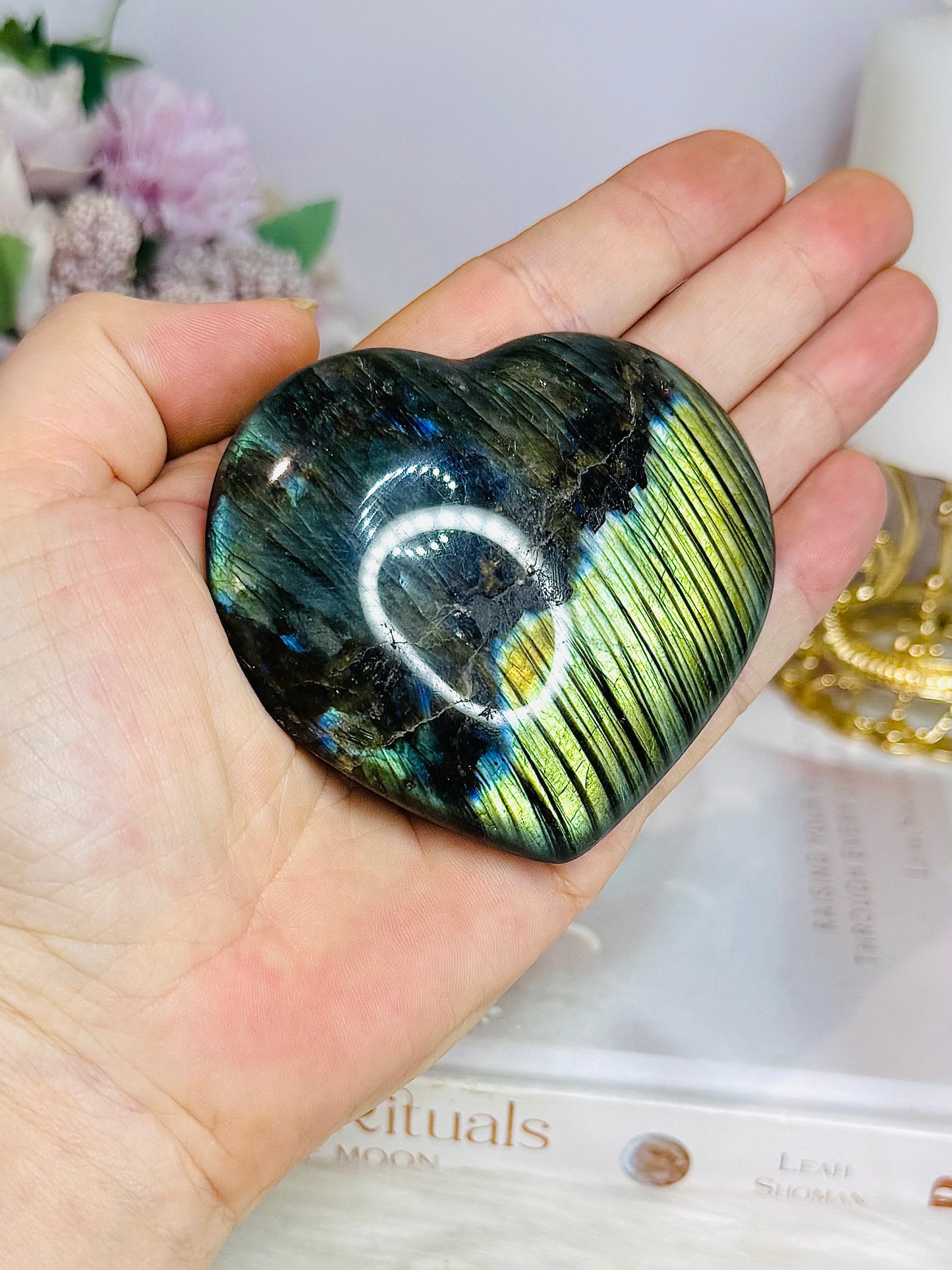 Labradorite Puffy Heart 7.5cm