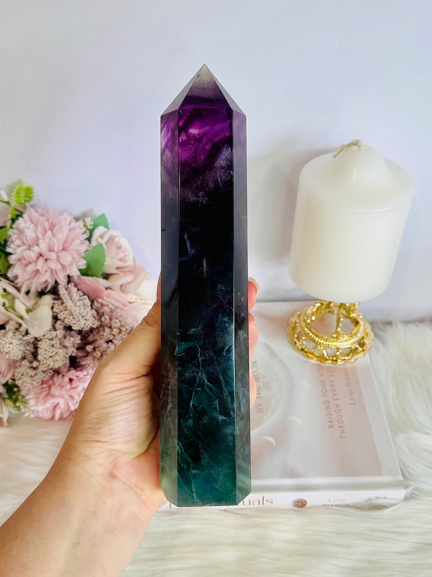 Wow!! High Grade Fabulous Large Chunky 856gram 21.5cm Fluorite Tower | Generator