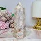 High Grade Flower Agate Druzy Tower 13cm