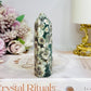Sakura Agate | Green Flower Tower 9cm