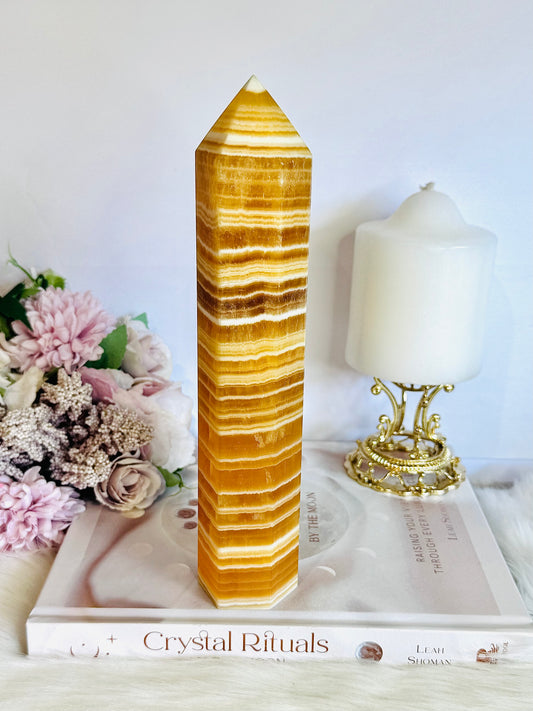 Stunning 22cm Orange Calcite Chunky Tower