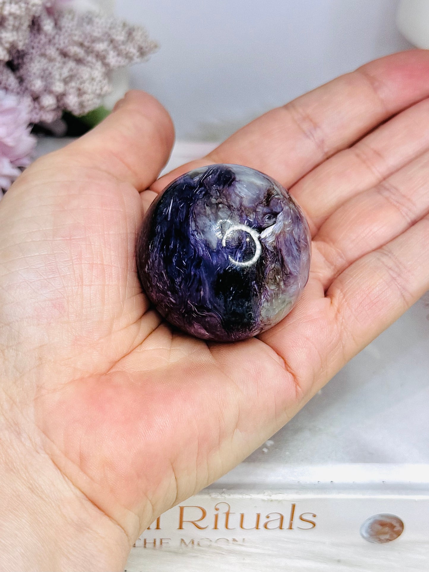 Natural Rare Charoite Sphere On Stand 94g