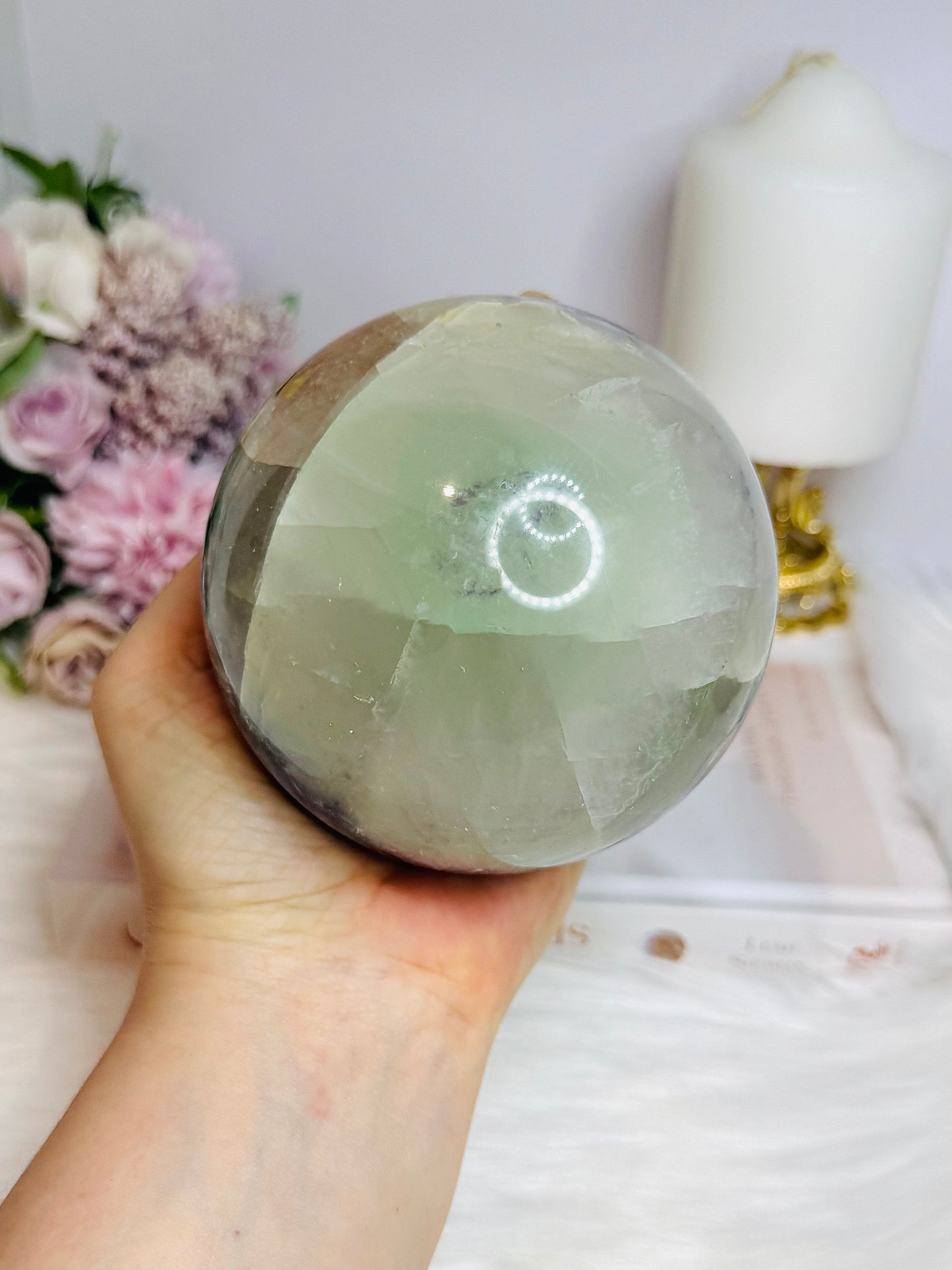 Large Blue Purple & Green Fluorite Sphere On Stand 1.5KG