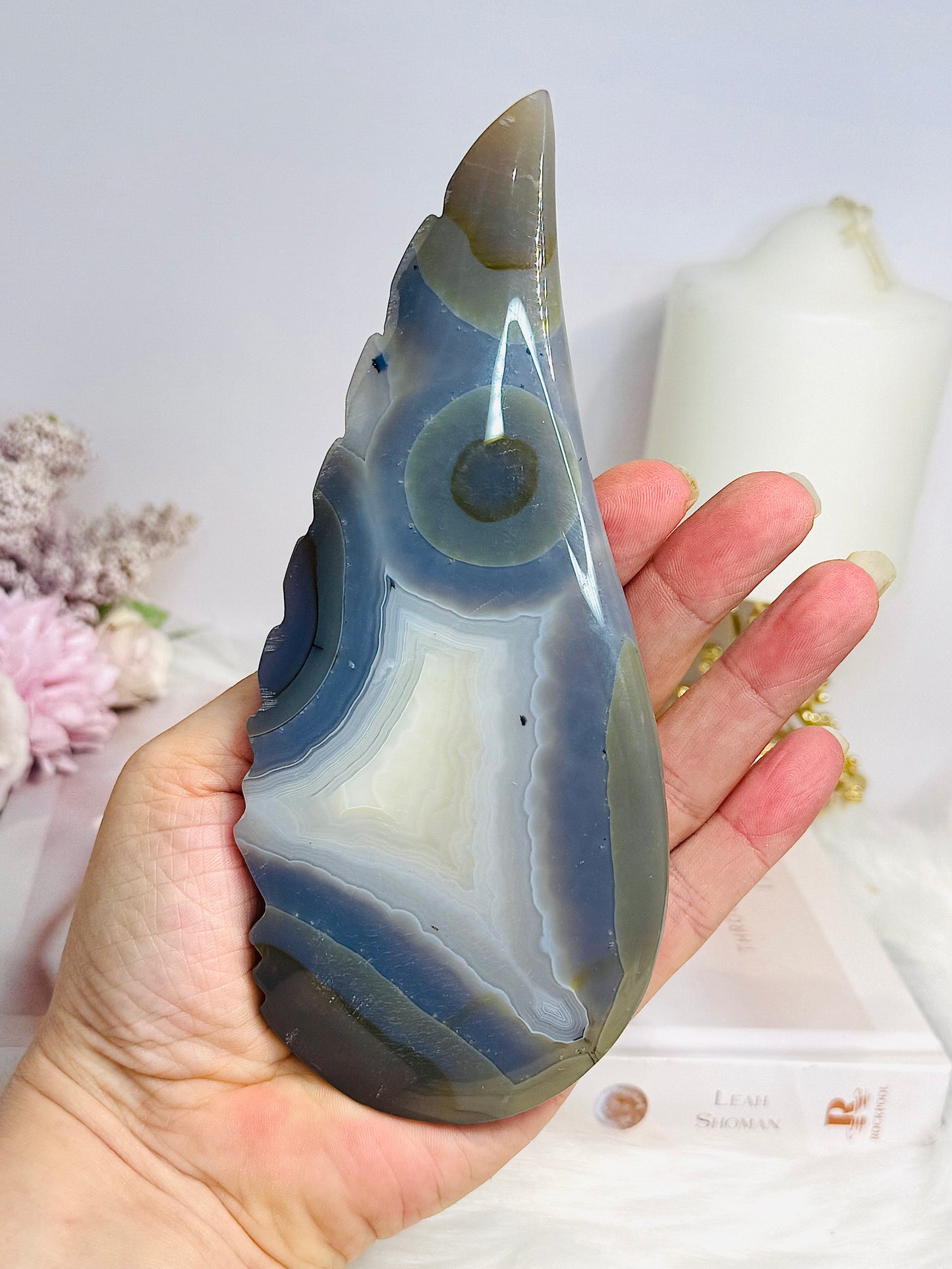 Large Druzy Angel Agate Wing on Stand 16.5cm
