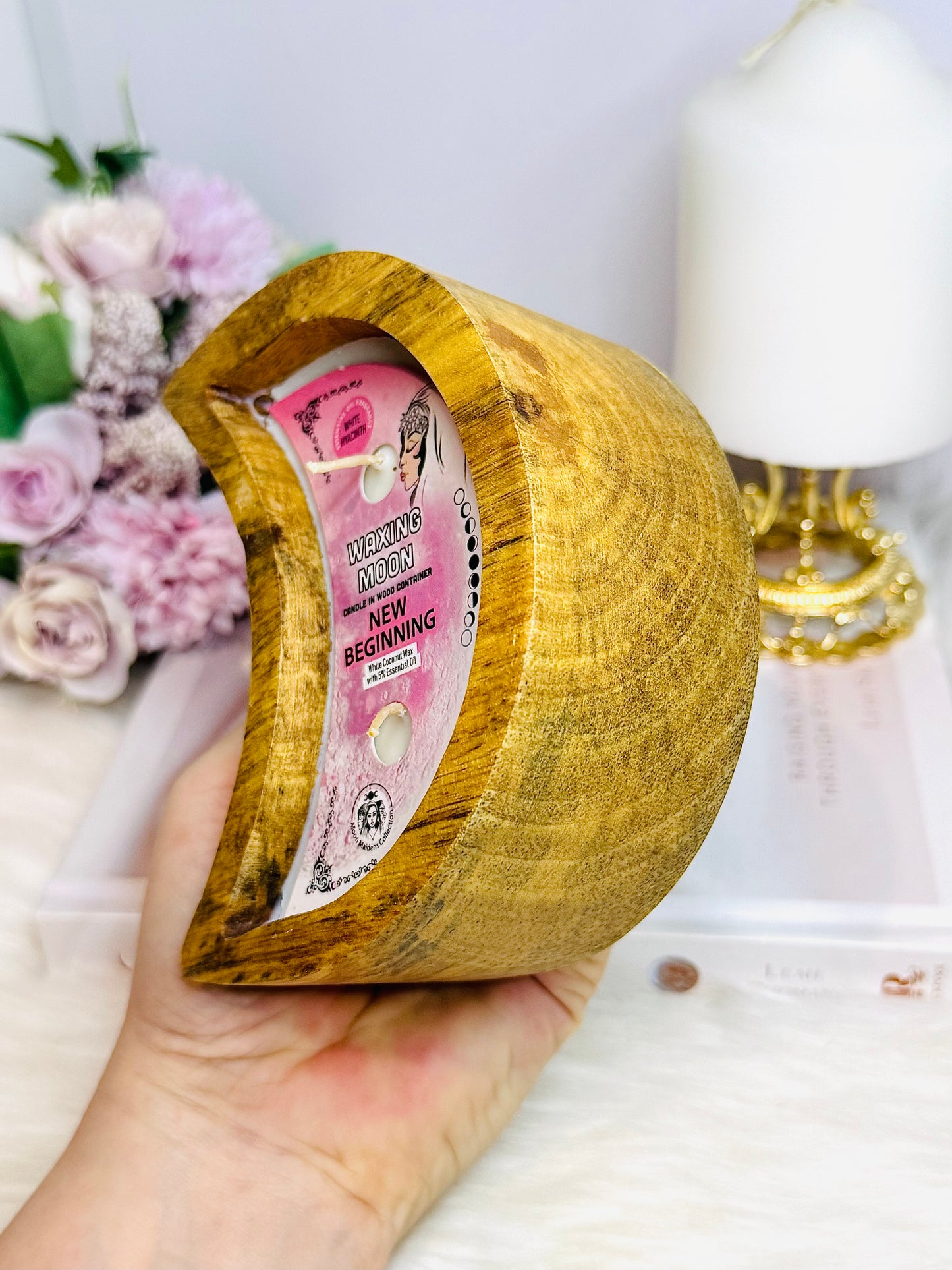 Waxing Moon Candle - New Beginnings 12cm