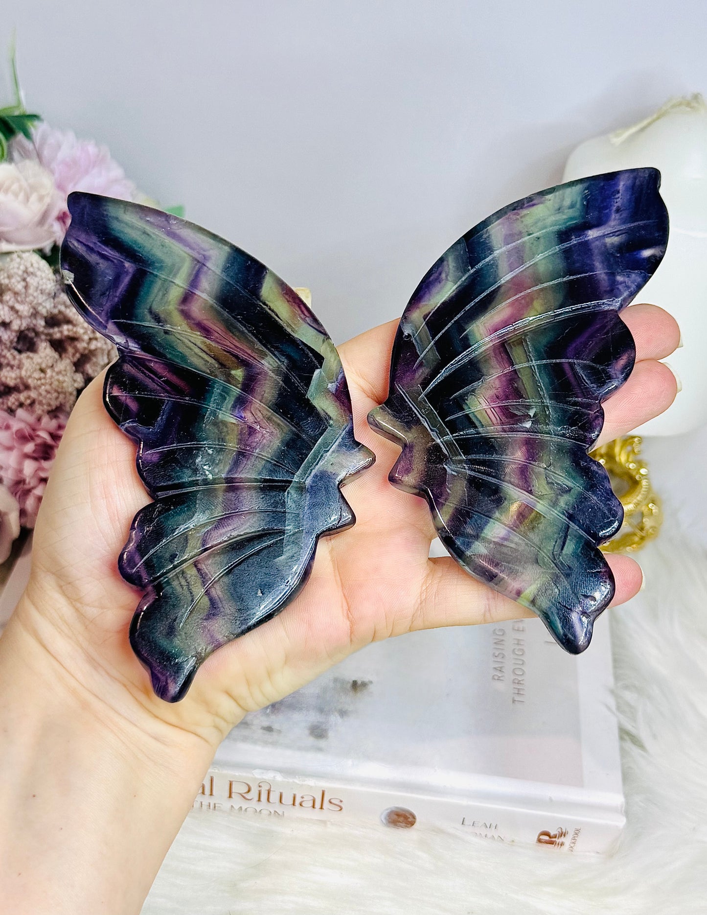 Rainbow Fluorite Butterfly Wings 18.5cm