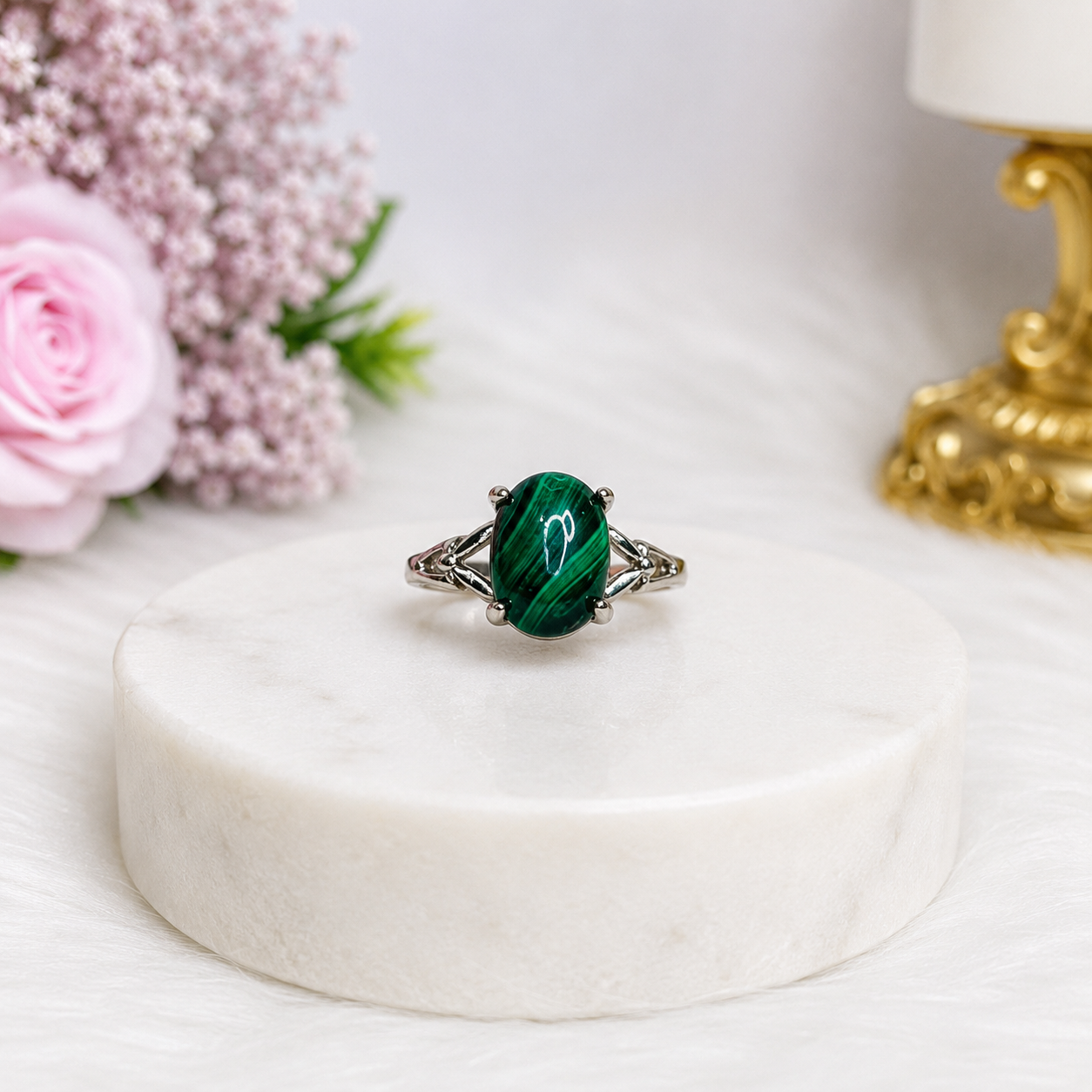 Adjustable Malachite Ring
