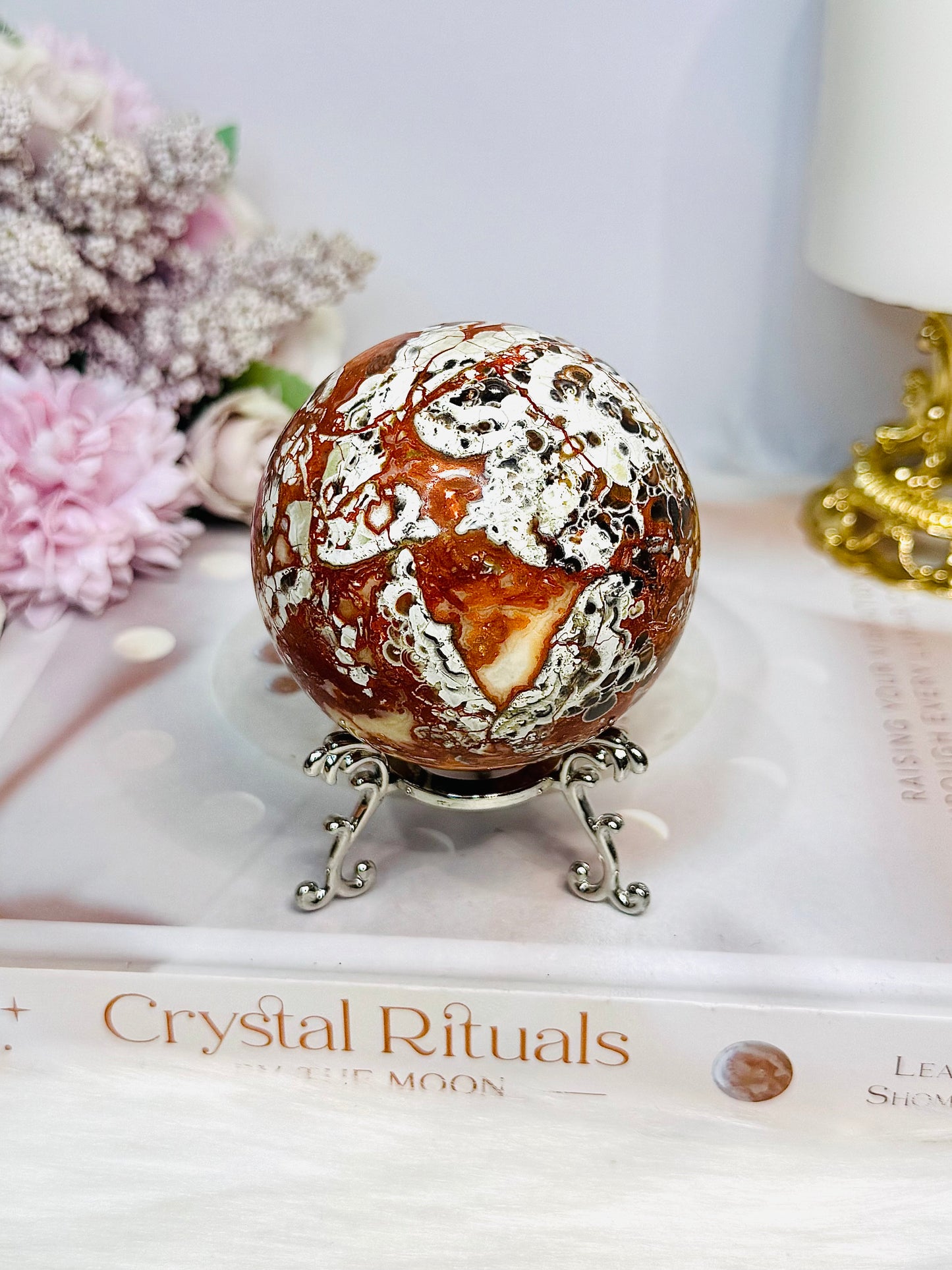 Large Money Agate Sphere on Stand 320g