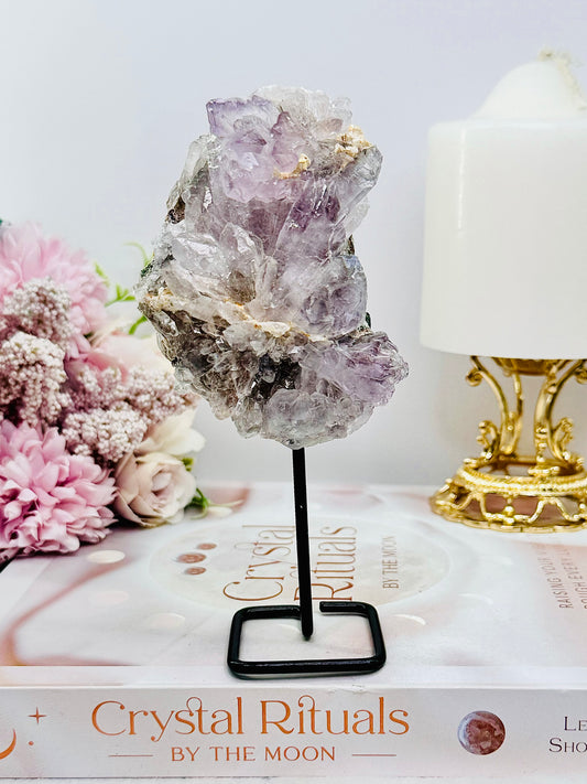 Natural Zeolite | Flower Amethyst Slab on Stand 14cm