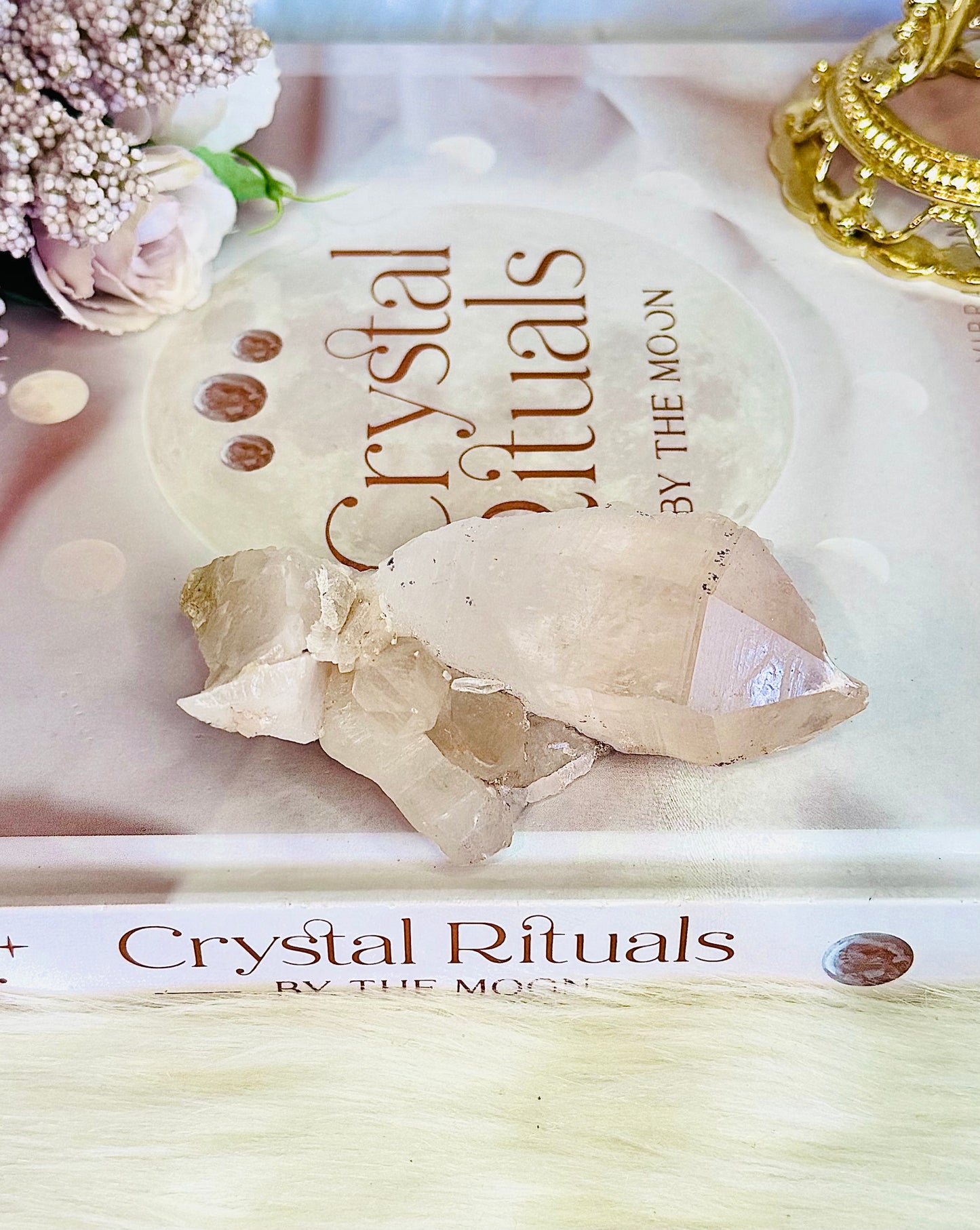 Gorgeous Pink Natural Lemurian Quartz Cluster 9cm