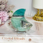 Sky Blue Quartz Carved Moon On Stand 8cm