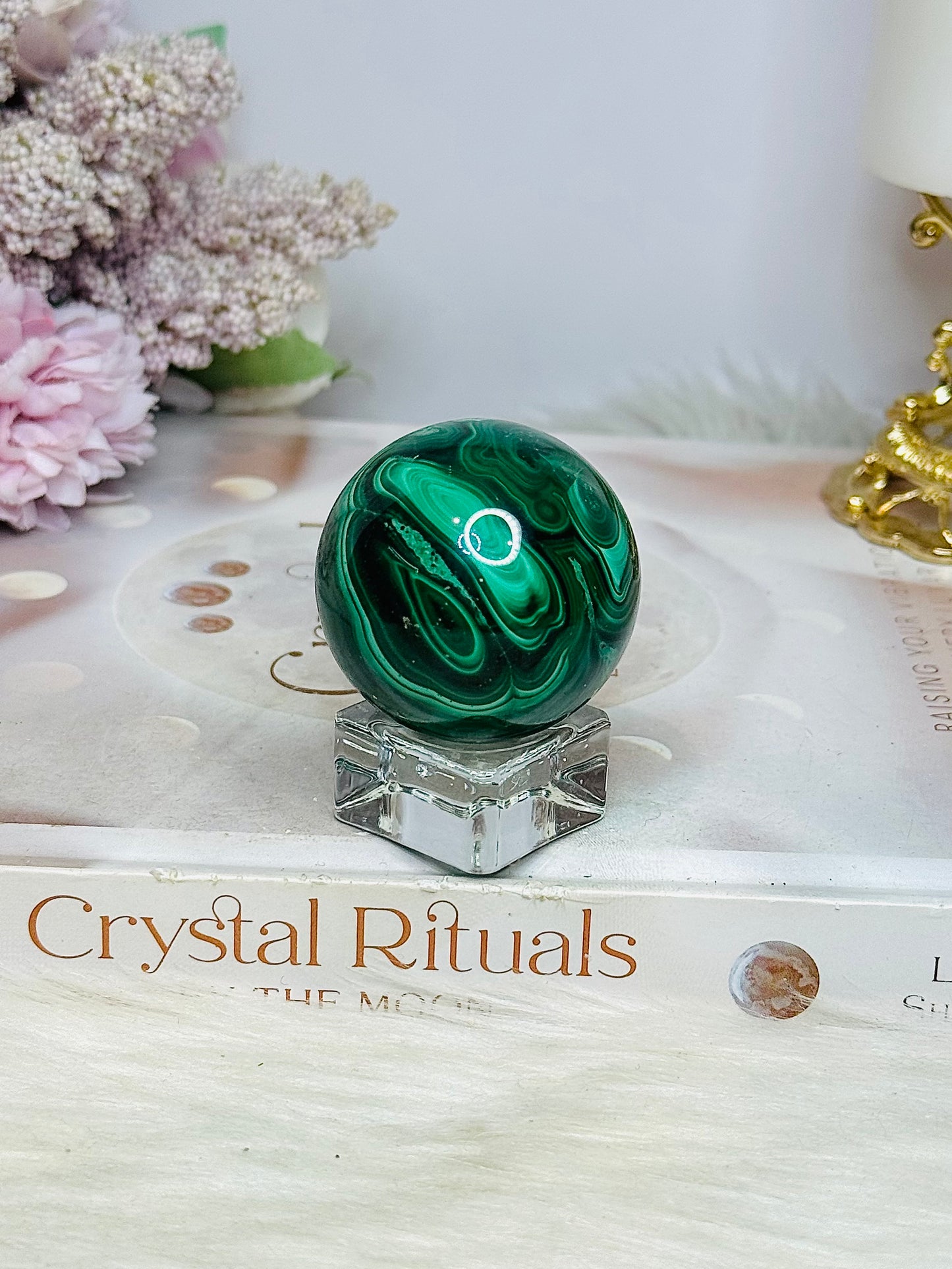 Natural Malachite From Congo Sphere on Stand 147g