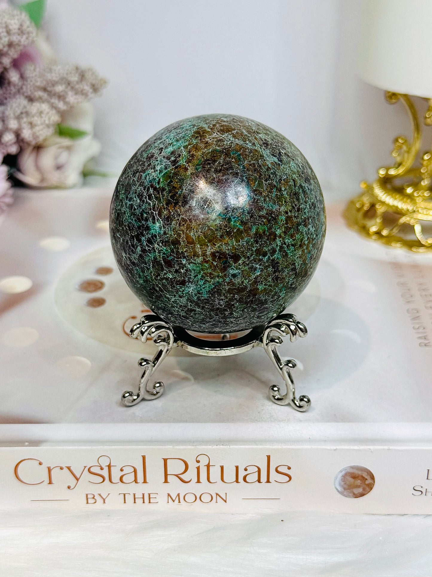 Large African Turquoise Sphere on Stand 294g
