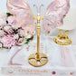 CLASSY & ABSOLUTELY FABULOUS High Grade Druzy Pink Amethyst Butterfly Wings 19.5cm Tall (Inc Stand) On Gold Stand