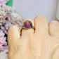 Purple Fluorite Rose Carved Adjustable Ring in Gift Bag