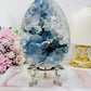 Huge 1.77KG Natural Blue Celestite Druzy Egg On Stand