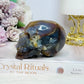 Blue Druzy Agate Carved Skull 9cm 316g