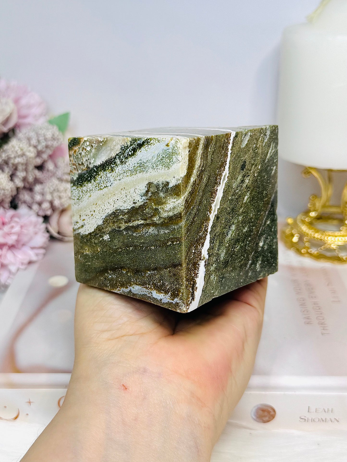 Large Ocean Jasper Druzy Cube 616g