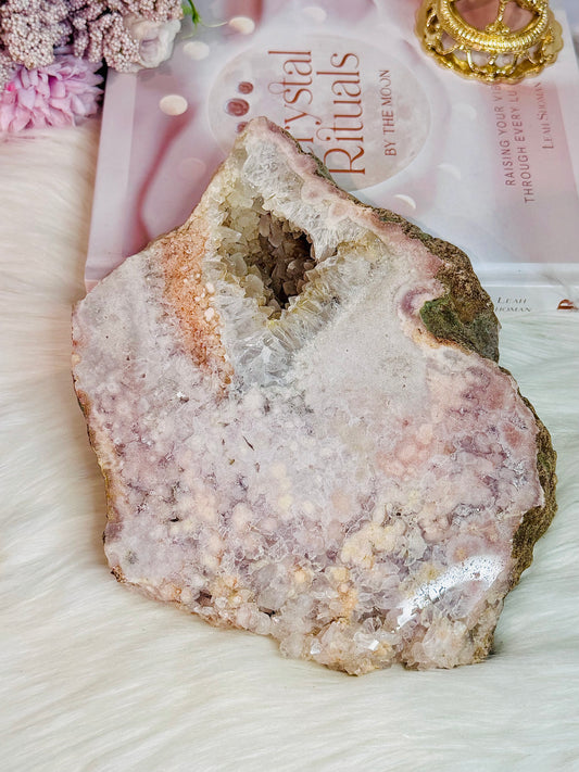 Absolutely Incredible Large Chunky Natural Pink Amethyst Druzy Slab 21cm 1.29KG