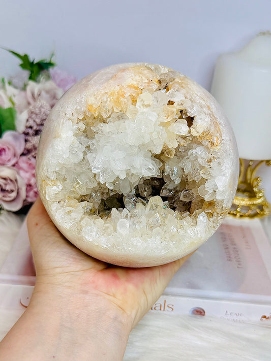 Huge Pink Amethyst Druzy Geode Sphere 11cm 1.86KG