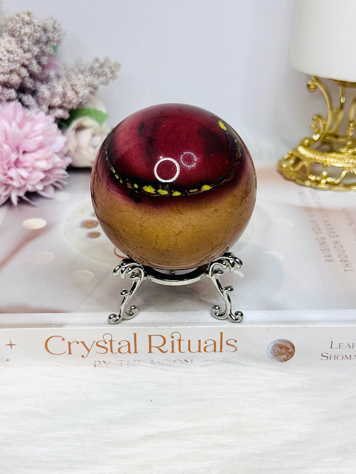 Mookaite Jasper Sphere on Stand 336g