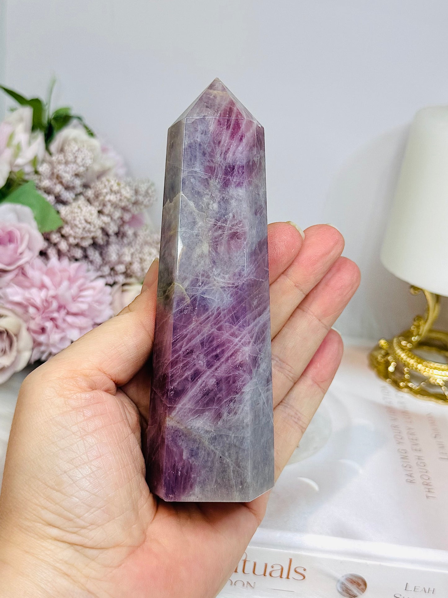 Large High Grade Lavender Rose Quartz Tower 13.5cm