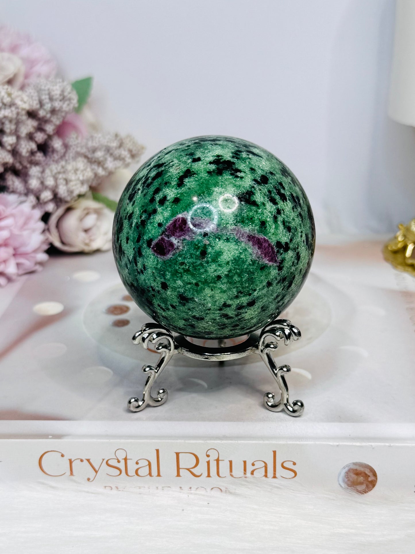 Ruby Zoisite Sphere on Stand 381g