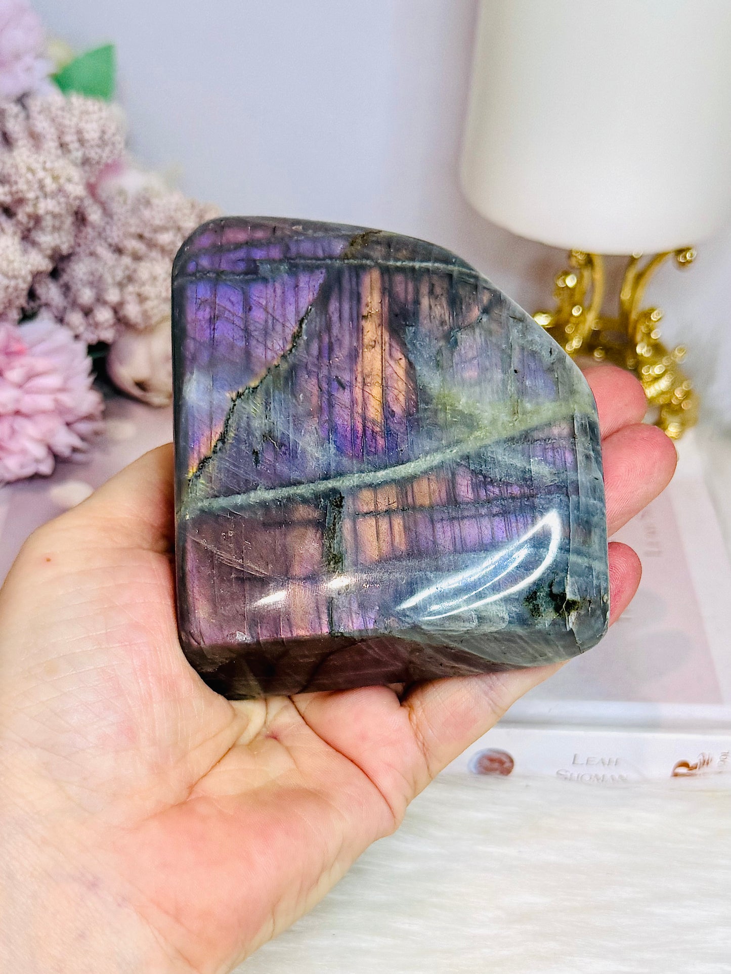 Labradorite Freeform with Pink & Purple Flash 9cm 475g