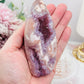 High Grade Rare 19.5cm Druzy Pink Amethyst X Flower Agate Egg on Stand