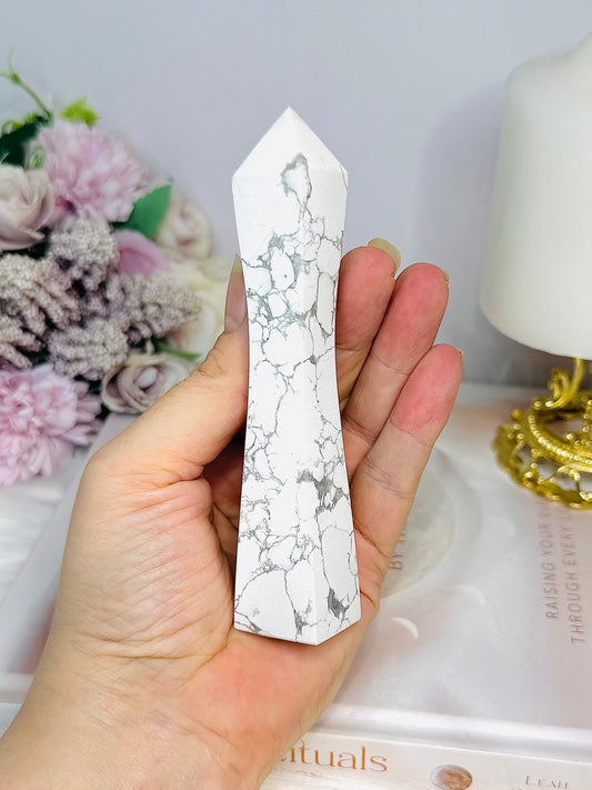 Howlite Carved Tower 12.5cm