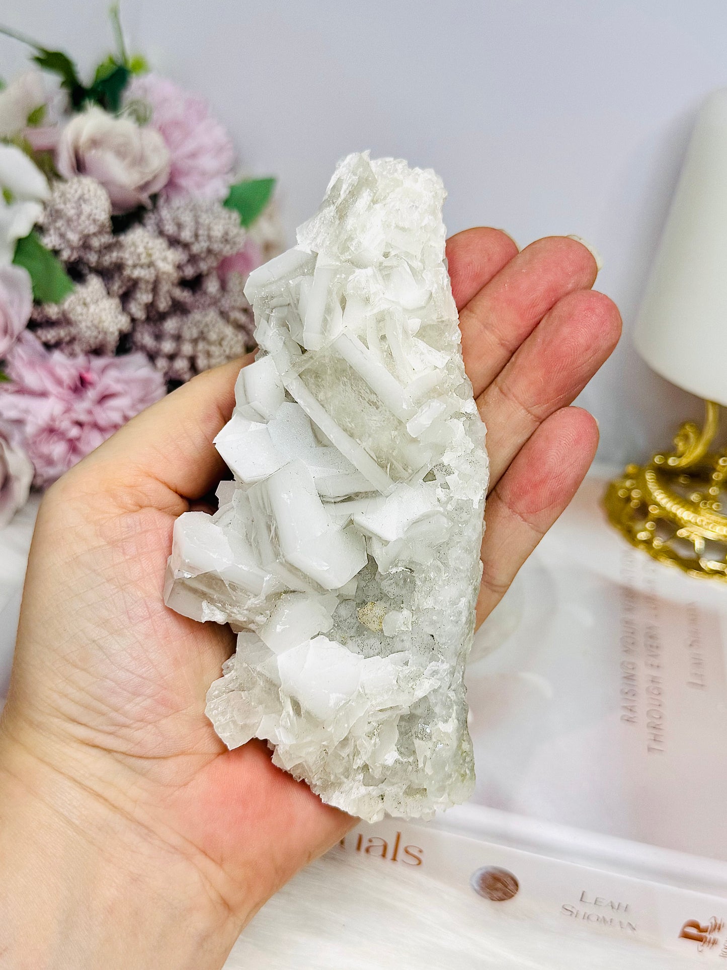 White Sandwich Calcite Specimen | Slab with Rainbows 12.5cm