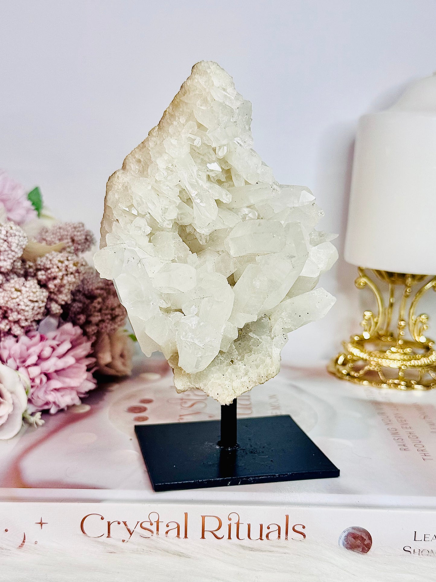 Master Healer ~ Gorgeous Chunky Large 15cm Clear Quartz Cluster | Specimen On Black Stand