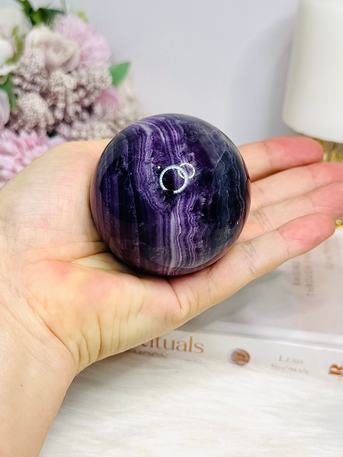 High Grade Purple Fluorite Sphere On Stand 385g