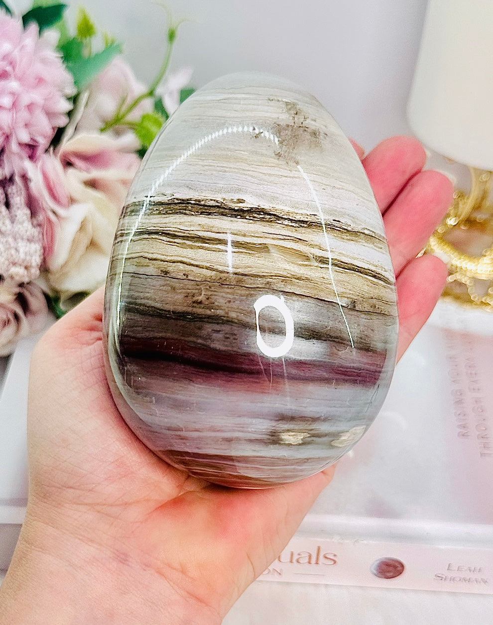 The Most Absolutely Gorgeous Large 791gram Jasper Carved Egg On Stand