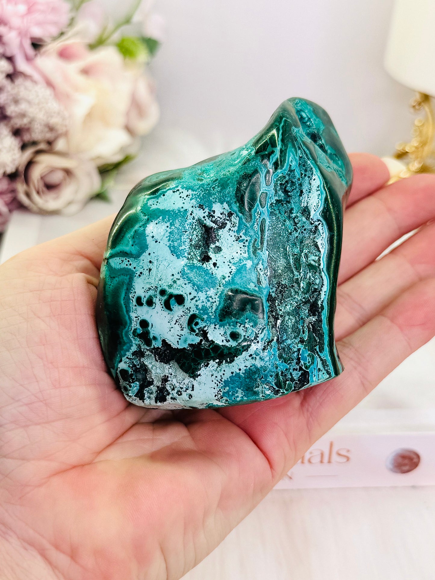 Helps Heal Heartache ~ Stunning Large Malachite |Chrysocolla Polished Natural Freeform 415grams