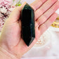 Divine High Grade Druzy Agate Double Terminated Point On Gold Stand 9.5cm From Brazil