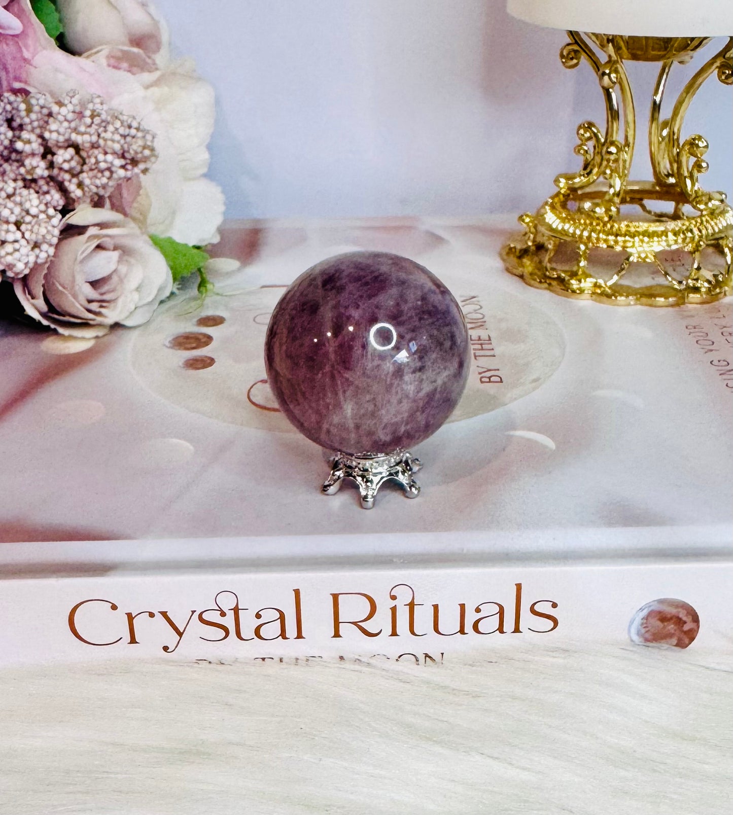 Beautiful Small Lavender Rose Quartz Sphere On Stand 4cm