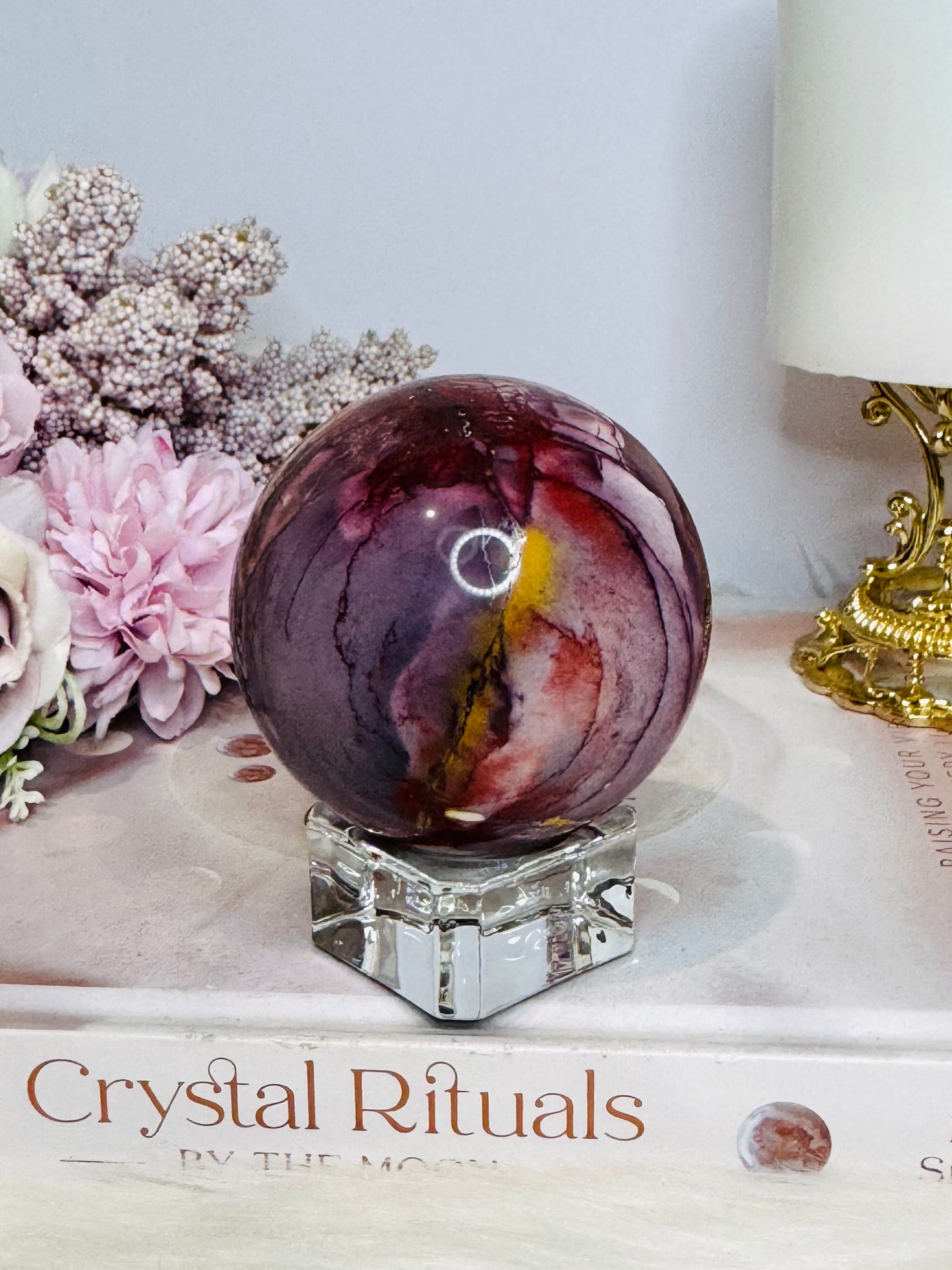 High Grade Mookaite Jasper Sphere on Stand 7cm