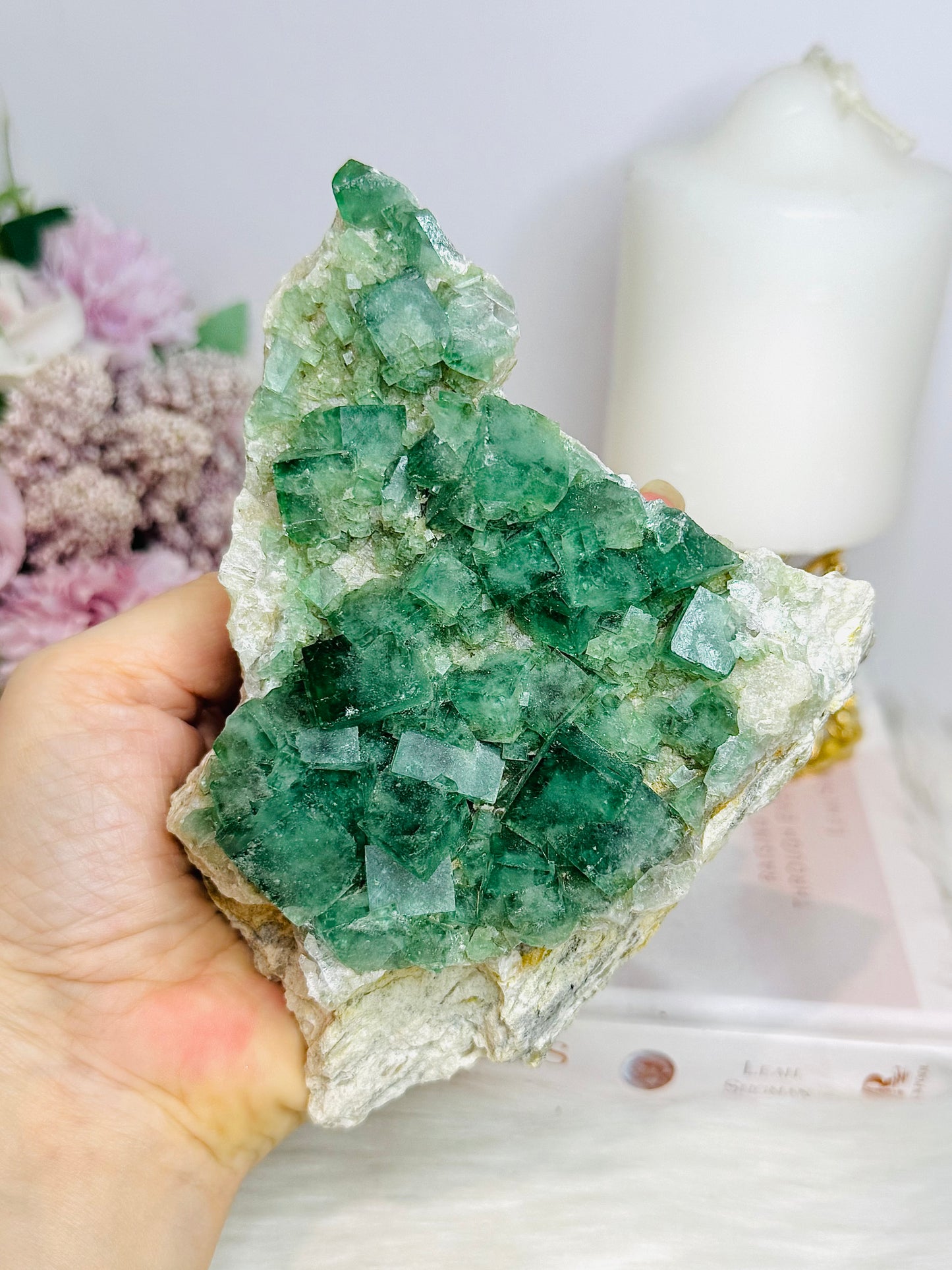 Natural Green Cubed Fluorite Specimen 640g