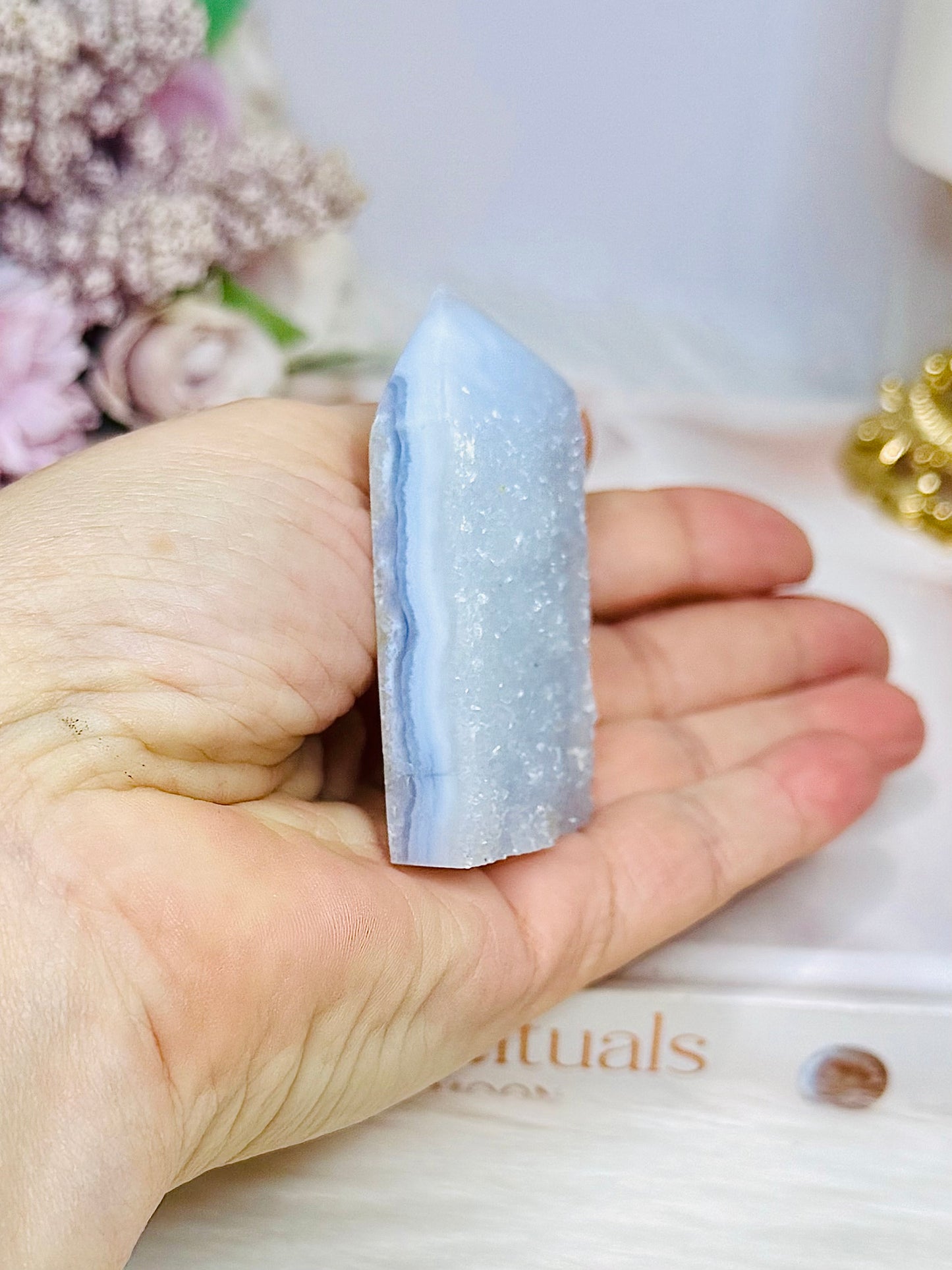 Blue Lace Agate Druzy Tower 6cm