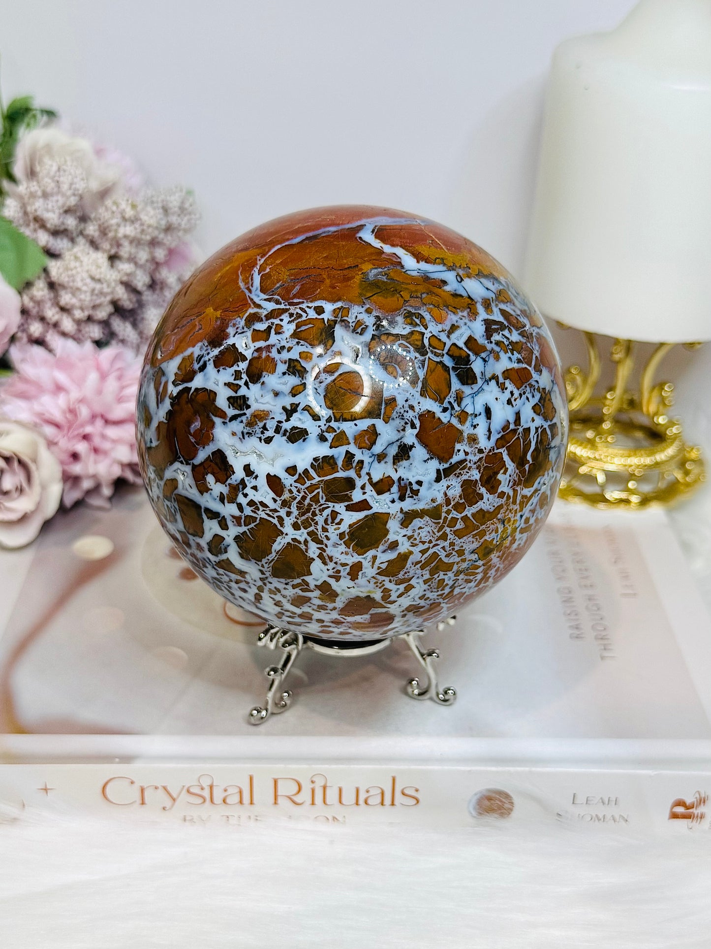 Large Brecciated Jasper Sphere on Stand 1.34KG