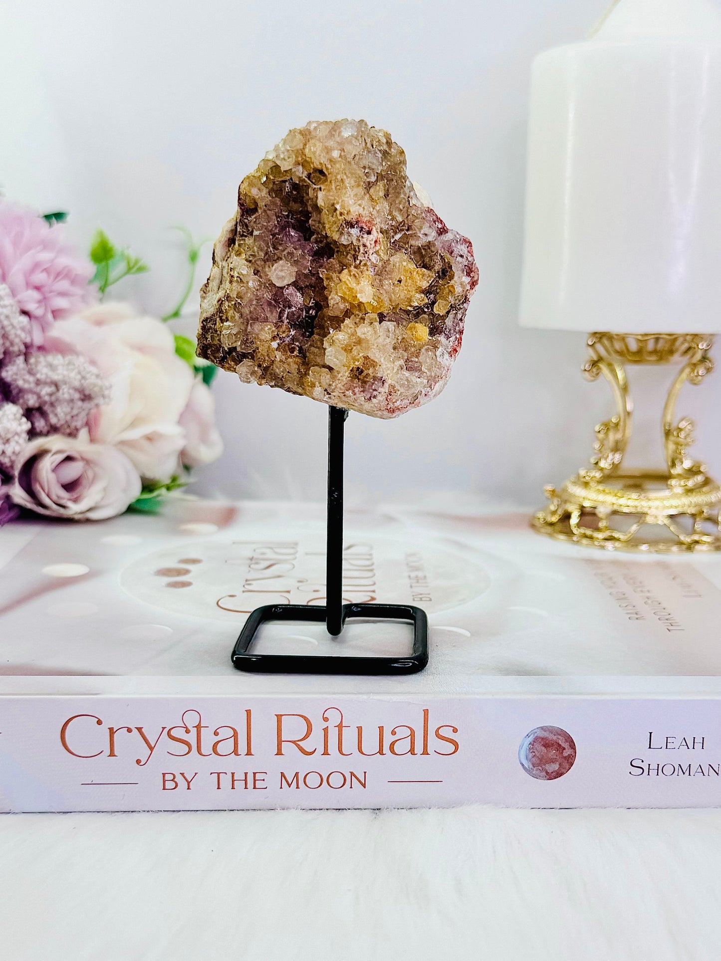 Soothe & Calm The Mind ~ Natural Pink Amethyst Geode On Stand From Brazil 12cm