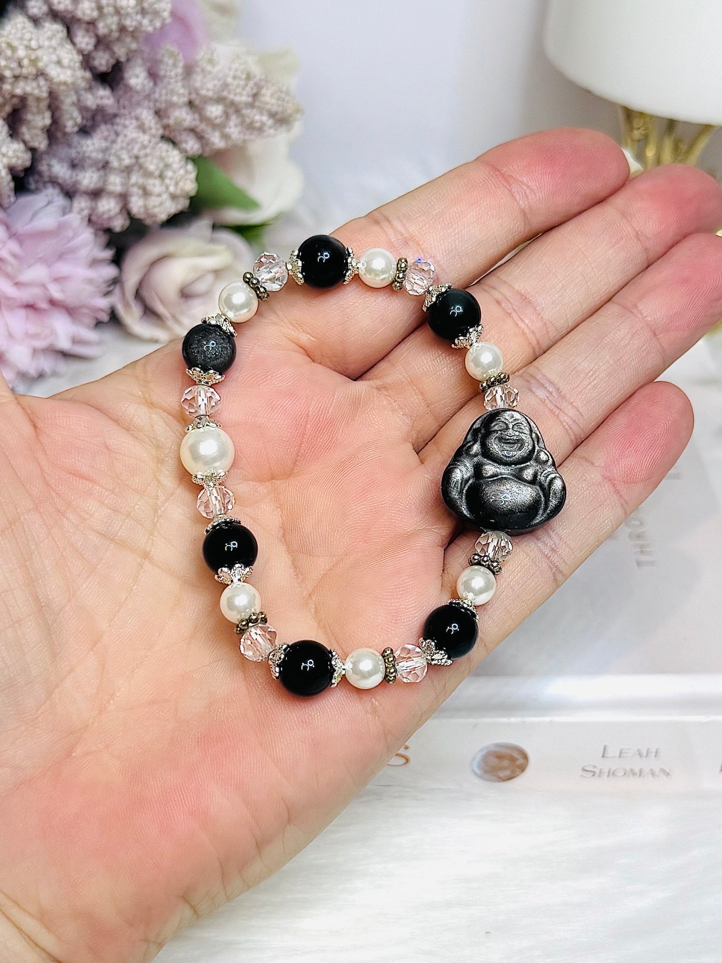 Black Obsidian Buddha Bracelet In Gift Bag